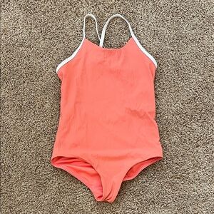 Athleta Girls one piece swim orange coral sz 7 small